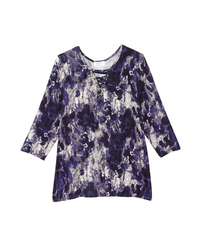 Front of plus size Easton Lace Up Tee by Prescott New York | Dia&Co | dia_product_style_image_id:132709